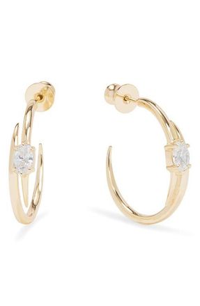 Melinda Maria Shes On Point Lasso Hoop Earrings in Gold-White at Nordstrom