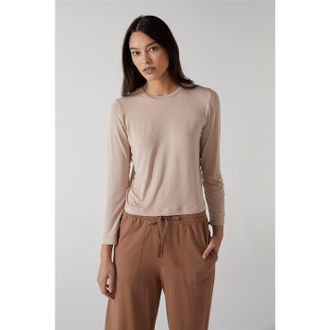 Velvet Womens by and Regular Fit Long Sleeve Crew Neck T-Shirt in Nude - Size 14 UK