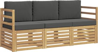 vidaXL Juegos De Sof&aacute;s 3 Uds. Blanco Y Antracita Polyester Vidaxl