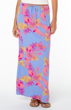 Roxy Iyla Floral Drawstring Maxi Skirt in Cornflower at Nordstrom, Size X-Small