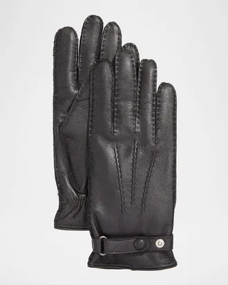 Hestra Winston Snap Leather Cashmere-Lined Gloves