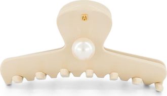 Alexandre de Paris Blanche Acetate and Pearl Hair Claw Clip in Beige at Nordstrom