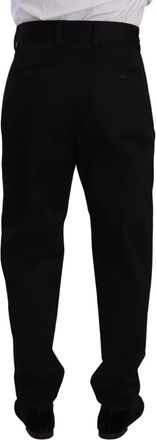 Dolce & Gabbana Black Cotton High Waist Men Trouser Dress Pants Elastane