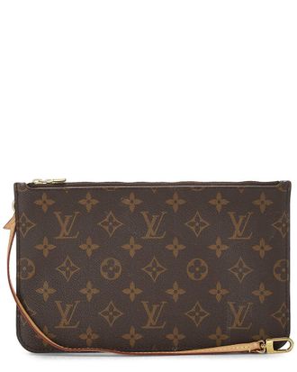 Louis Vuitton Brown Monogram Coated Canvas Neverfull Pouch Nm Mm (Authentic Pre-Loved)