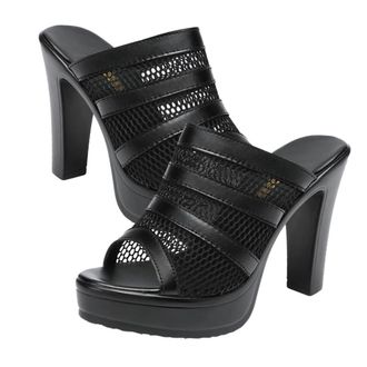 Frcolor High Heel Sandals Women Stylish Summer Slippers Fashionable Non-Slip Footwear Black