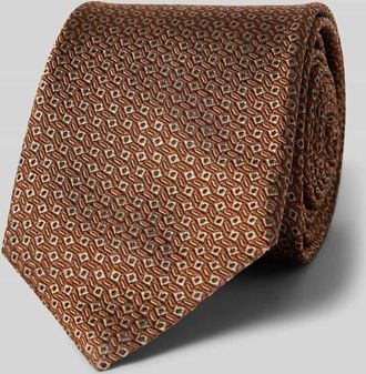 Blick. Seidenkrawatte mit Strukturmuster (7,5 cm) in Dunkelbraun, Gr&ouml;&szlig;e 1