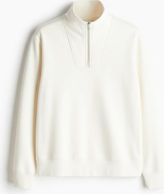 H&M Sweatshirt mit Zipper in Regular Fit - White