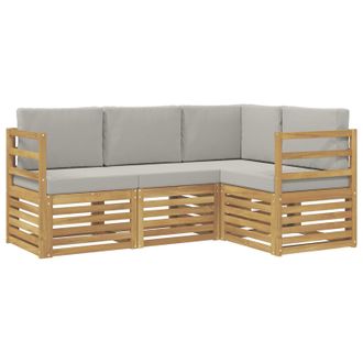 vidaXL Juegos De Sof&aacute;s 4 Pcs Blanco Y Gris Claro 185,5 X 126,5 X 73 Cm Vidaxl