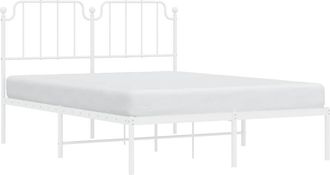 vidaXL Vidaxl - Estructura Cama Sin Colch&oacute;n Con Cabecero Metal Blanco 150x200cm