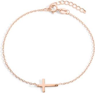 Mint & Lily Cross Charm Bracelet in Rose Gold Over Sterling Silver at Nordstrom