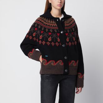 Alanui Black jacquard wool cardigan