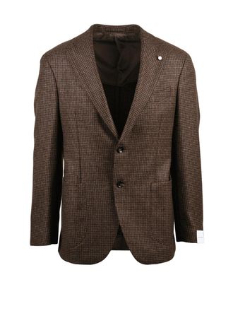 Lubiam Checkered Virgin Wool Jacket with Rounded Silhouette