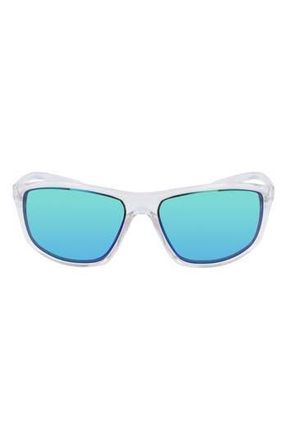 Nike Adrenaline 66mm Oversize Rectangle Sport Wrap Sunglasses in Clear/grey/green at Nordstrom Rack