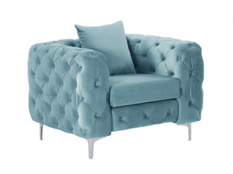 Vente-Unique Sill&oacute;n ch&eacute;ster de terciopelo azul claro EDWINA
