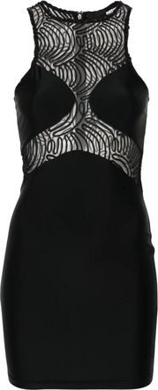 Rotate Mouwtjesloze Jurk met Ronde Hals - Dames - Korte kleedjes - Zwart - XS - Polyester - Kleedjes