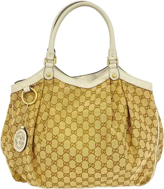 Gucci Beige Canvas Tote Bag (Pre-Owned)