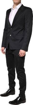 Dolce & Gabbana Black Cotton Single Breasted 2 Piece Mens Suit