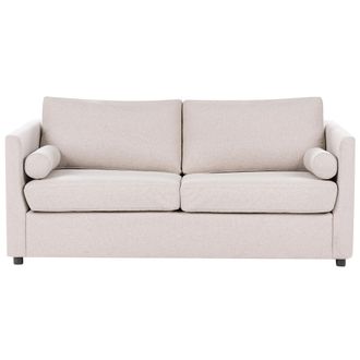 Beliani Sof&aacute; Cama 2 Plazas Con Marco Desplegable Y Colch&oacute;n Sala De Estar Beige Inkoo