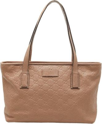 Gucci Beige Leather Handbag Tote Bag (Pre-Owned)