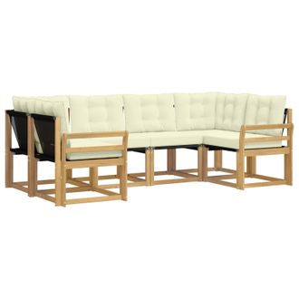 vidaXL Conjunto De Sof&aacute;s De Exterior Con Coj&iacute;n 6 Pcs Blanco Y Crema Vidaxl