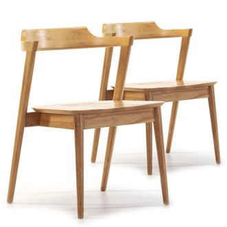 HOMN Pack 2 sillas color roble, madera maciza, 58 x 57,5 x 76 cm