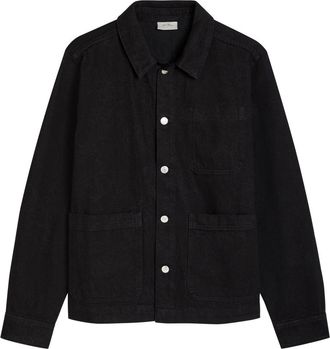 Les Deux Layton Subtle Flower Print Denim Jacket - Black - XL