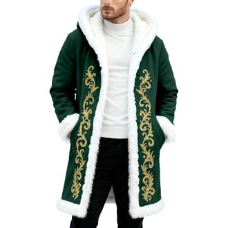 Generic Santa Jacket Santa Claus Costume Mens Christmas Costume Mens Funny Christmas Fleece Hoodie Oversize Christmas Jacket Warm Soft Cardigan Festive Party 