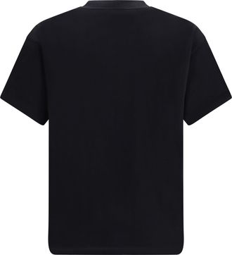 Palm Angels Mens Logo Crewneck T-Shirt Black-Off White Cotton T-Shirts And Polos