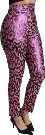 Dolce & Gabbana Womens Multicolor Patterned Cropped High Waist Pants Polyester Silk