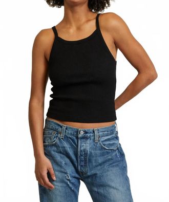 perfectwhitetee Bonnie Ribbed Tank Top In Black