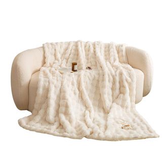 OEM 1 Couverture,fausse Fourrure,polyester,blanc,douce Et Chaude,150x220 Cm,salon Chambre