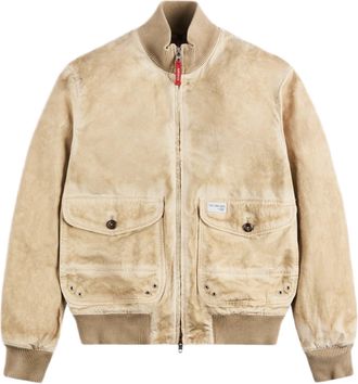 Fay Beige Cotton-Nylon Blend Bomber Jacket With Ribbed Trim