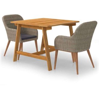 vidaXL Juego De Comedor Para Jard&iacute;n De 3 Piezas Marr&oacute;n Vidaxl