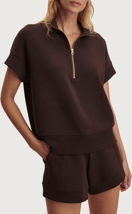 Varley Ritchie Short Sleeve Half Zip in Coffee Bean at Nordstrom, Size Xx-Small