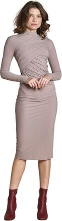 Amazu&igrave;n Longuette Jurk met Draperie - Dames - Casual kleedjes - Beige - ONE Size - Kleedjes