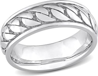 Amour Ribbed Design Mens Ring In Sterling Silver