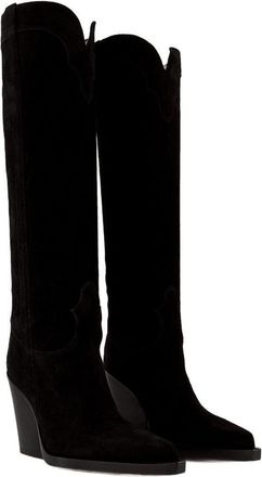PARIS TEXAS Womens El Dorado Boot Leather Black Calfskin Shoes