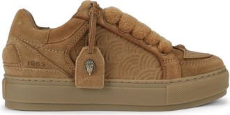 Kurt Geiger Womens Suede Southbank Tag Sneakers - Camel - Size UK 5