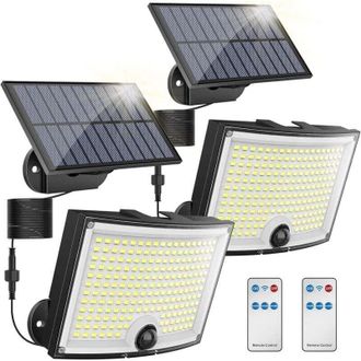 OEM Luces Solares Exteriores De 106 Led Con Sensor De Movimiento, Resistentes Al Agua Ip65, &Aacute;ngulo De Haz De 120&deg;, Paquete De 2 Luces Solares De Pared Par