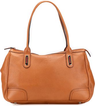 Gucci Pre-owned Womens Leather Tote Signature Stripe - Tan - One Size