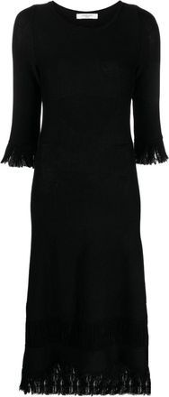 Charlott fringed-edge knitted wool dress - women - Wool - L - Black