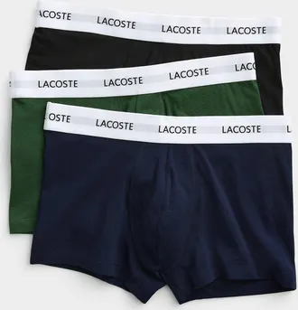Lacoste Mens 3 navy/sky/khaki trunks Cotton 3-pack