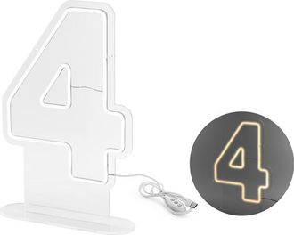 OEM Neon Led - Numero 4, Bianco, 50 Cm