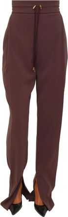 Elisabetta Franchi Lichtgewicht cr&ecirc;pestoffen broek - Dames - Wijde Broeken - Rood - XS - Leer - Broeken