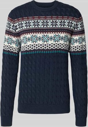 Mc Neal Strickpullover mit gerippten Abschlüssen in Dunkelblau, Größe XXXL