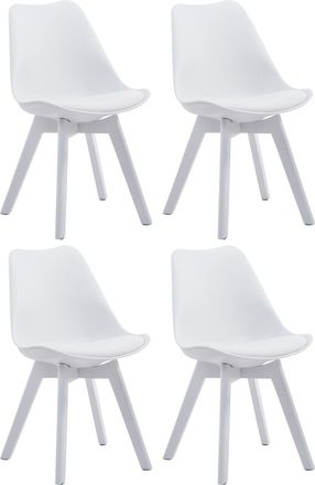 Clp Set De 4 Sillas De Comedor Borneo En Polipiel Blanco Blanco