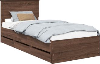 vidaXL Estructura De Cama Roble Marr&oacute;n 90 X 190 Cm Madera Ingenieril Vidaxl