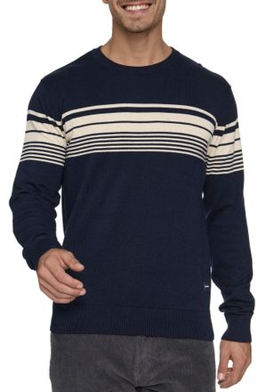 Indicode Rundhalspullover INDICODE INPorcenak, Herren, Gr. XXL, blau (navy), Strick, Obermaterial: 100% Baumwolle, gestreift, regular fit normal, Rundhals, Pul