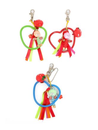 Amir Slama heart-motif keychain (pack of three) - Red