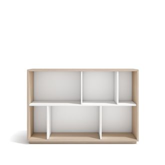 HERDASA Estanter&iacute;a Librer&iacute;a, Colecci&oacute;n Nack, Con 2 Niveles De Altura En Melamina Color Nogal Claro-blanco